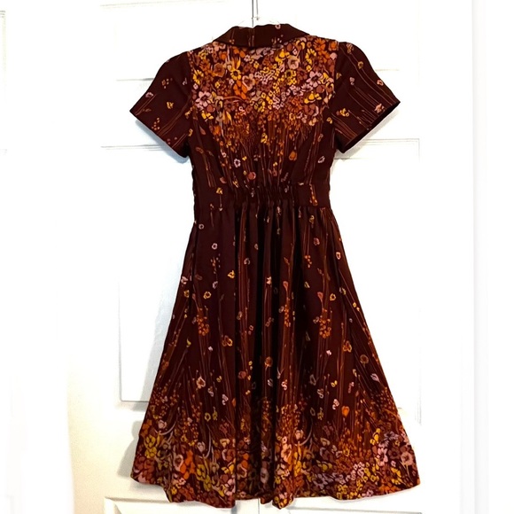 Modcloth Lively Identity Burgundy Floral Short Sleeve Dress sz XXS - Picture 8 of 14